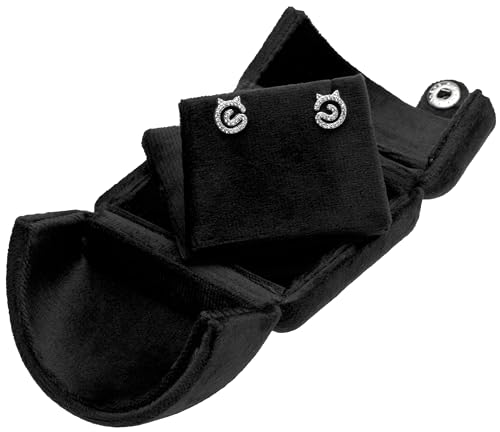 Giftop Velvet Stud Earring Gift Box Jewelry Storage Case Holder for Women Men (Black)