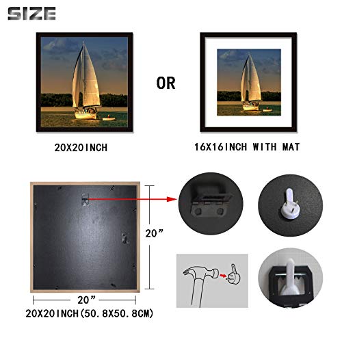 VITOIVE 20x20 Frame Black With Mat 16x16 Solid Wood Picture Frames (3 pack, 20x20 Inch)…