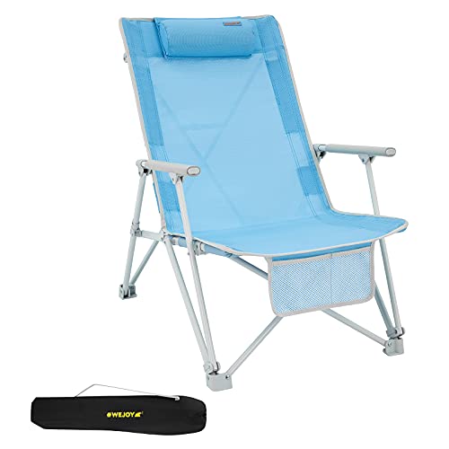 #WEJOY High Back Beach Chairs Portable Low Folding Beach Chair for Adults with Armrest,Headrest for Outdoor Lawn Festival ...