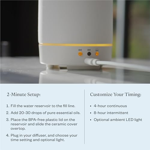 Vitruvi Stone Diffuser, Ceramic Ultrasonic Essential Oil Diffuser for Aromatherapy | Ceramic Diffuser, Diffusers for Home,...