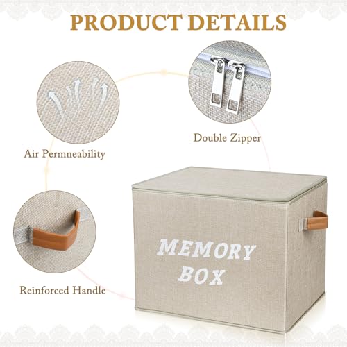 Lukeline Memory Box for Keepsake, Decorative Keepsake Bin with Handles,Memory Box Keepsakes Gift for Anniversary, Wedding,...