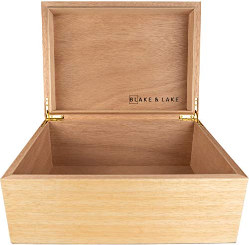 Blake & Lake Wooden Keepsake Box with Lid - Blonde Catchall Wood Storage Box - Treasure and Gift Box for Home - Decorative...