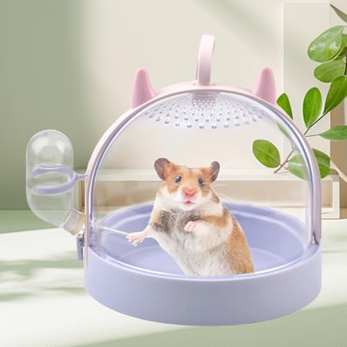 MUYG Portable Hamster Cage with Water Bottle,Hamster Carrier Cage High Permeability Travel Carry Cage Case for Gerbils Mic...