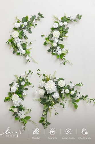 Ling's Moment Flower Garland - 6FT Eucalyptus & Rose - Sweetheart Table Decor for Wedding Reception, Artificial Floral Gar...