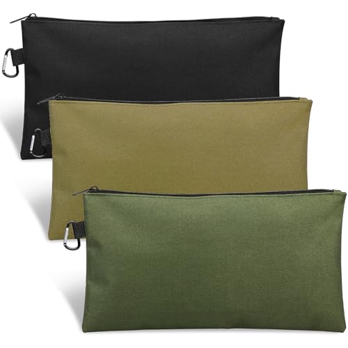3 Pack Tool Bag Zipper Pouch, Premium Tool Pouch, Utility Multipurpose Storage Organizer Tool Pouches with Carabiner Metal...