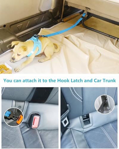 AUBELL Dog Seat Belt for Car,2 Pack Set 3-in-1 Adjustable Reflective Bungee Heavy Duty Dog Car Harness Tether with Clip Ho...
