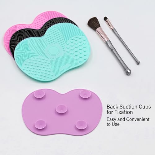Silicone Makeup Brush Cleaner Mat, Scrub Pad with Suction Cup, Make Up Brushes Cleaning Mats Pads for Make Up Cosmetic Bru...