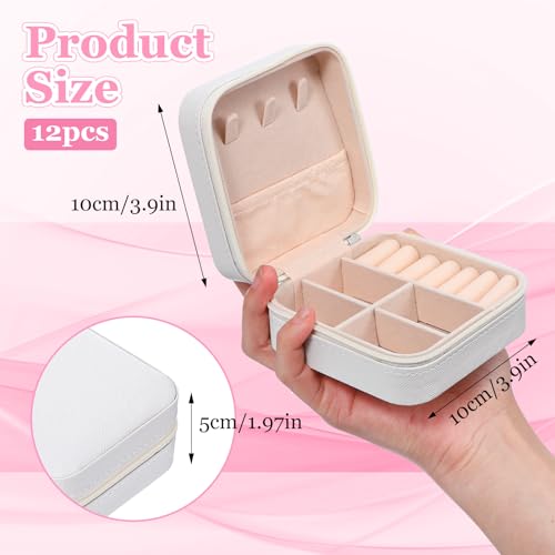 Meyeyaia 12pcs Mini Travel Jewelry Case,White Bridesmaids Proposal Small Jewelry Box Mini Jewelry Organizer,Small PU Leath...