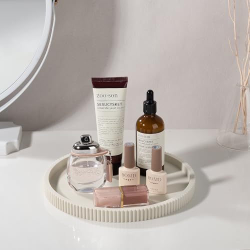 Silicone Bathroom Tray Round Kitchen Counter Organizer Decorative Vanity Accessories Coffee Table Decor for Perfume, Candl...