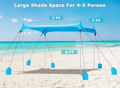Gorich Beach Tent Sun Shelter with 8 Sandbags, UPF50+ Protection & Windproof Pop Up Beach Canopy Tent Sun Shade for Famil...