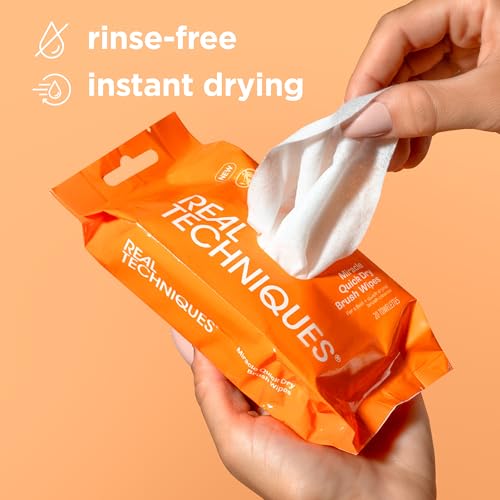 Real Techniques Miracle Quick Dry Brush Wipes, Remove Product Build-Up, Easily Switch Colors, Fast Drying, Convenient Make...