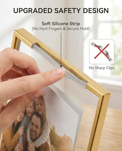 AceList Set of 3 Glass Photo Frame Collection Simple Metal Geometric Picture Frame with Glass Cover Includes 4"" x 4"", ...