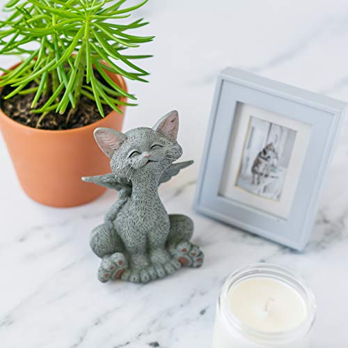 5" Bereavement Cat Angel Figurine – Resin Memorial Kitty Statue with Wings – Whimsical Pet Loss Keepsake Gift for Cat Love...
