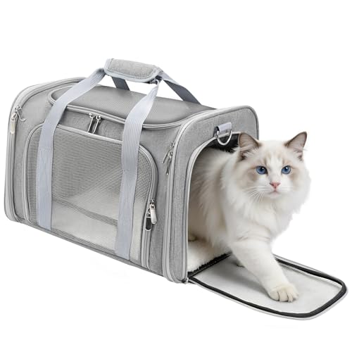 Zedkeys Cat Carrier Soft, Dog Carriers for Small Dogs/Large Cats (Up to 16lbs), with High Breathability, Shoulder Strap, R...