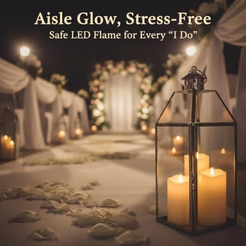 ANGELLOONG Flickering Flameless Candles, Realistic Battery Operated Candles with Remote and Timer, Set of 3 LED Candles fo...