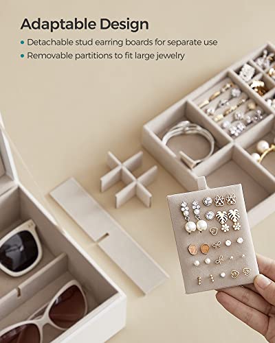 SONGMICS 2-Layer Jewelry Box, Jewelry Organizer with Handle, Removable Jewelry Tray, Jewelry Storage, Floating Effect, 8.1...