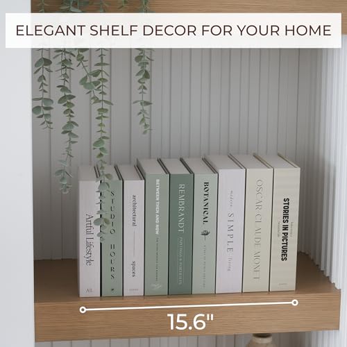 Beautiful Decorative Books - Set of 9 Boxes Enhance Your Coffee Table, Bookshelf or Mantel Shelf Decor - Aesthetic Fake/Fa...