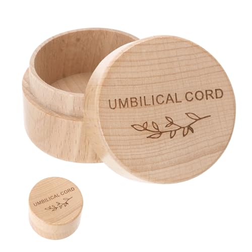 Umbilical Cord Keepsake Box Engraved Baby Memory Box for Umbilical Cord Storage Easy Open First Haircut Keepsake and Round...