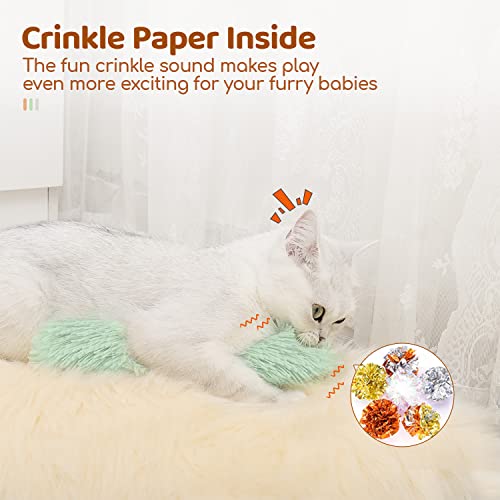 Potaroma Cat Toys Pillows, 3 Pack, Soft and Durable Crinkle Sound with Catnip Inside, Interactive Indoor Kitten Kicker, Pr...