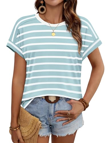 WIHOLL Womens Tops Short Sleeve Shirts Summer Outfits 2026 Spring Dressy Casual Clothes Clothing