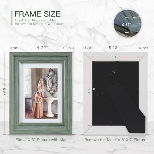 XUANLUO 3 Pack 5x7 Inch Picture Frames Farmhouse Rustic Vintage Distressed Wood Grain Photo Frame with HD plastic cover fo...