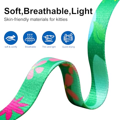 Cat Harness and Leash Set with Matching Collar – Escape Proof Harness for Cats, Adjustable & Lightweight, Tropical Hawaiia...