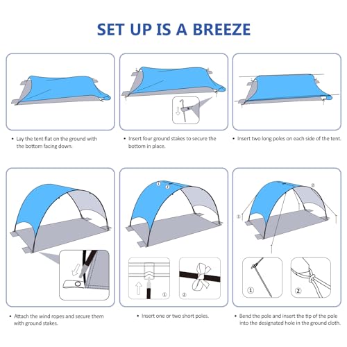 Flycoop 2026 Beach Tent with Floating Shade Sail – Portable & Ventilated Beach Umbrella Canopy with 360° Airflow, Dual Sid...