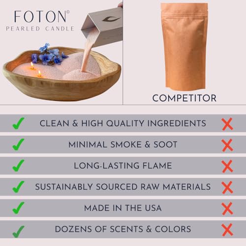 Foton Pearled Candle 18 Oz - Misty Monte Sandalwood Jasmine Scented Non Toxic Luxury Long Lasting Powder Candles up to 120...
