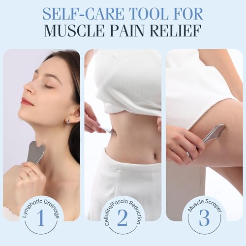 ANPODE 2Pcs Gua Sha Facial Tools Set,Guasha Massage Tool for Face&Body, Manual Massage Tool for Lymphatic Drainage &Jawlin...