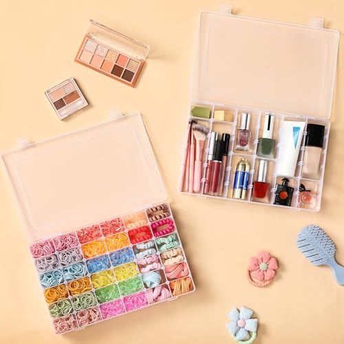 2 Pack 36 Grids Clear Plastic Organizer Box with Adjustable Dividers, Small Craft Organizers and Storage, Compartment Cont...