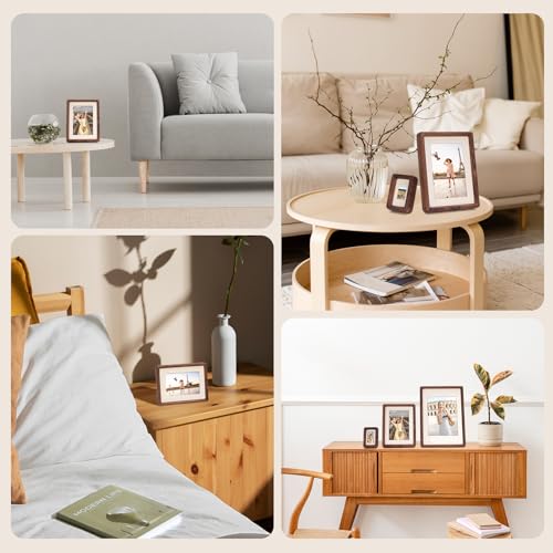 Solid Walnut Mini Picture Frame, Small Wood Photo Frame with Decorative Joinery Corners, Instax & Polaroid, Tabletop Displ...