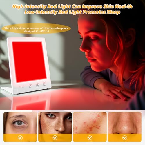 DABLEIBEN Sun Light Therapy Lamp with Red Light - 10000 Lux LED Sun Light Therapy Lamp for Face, Improving Mood, Energy, S...
