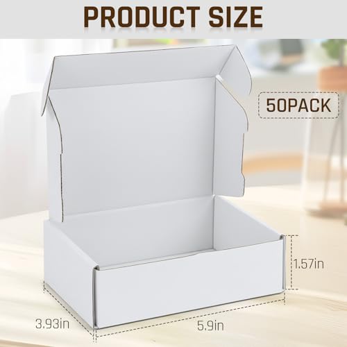50-Pcs White Small Shipping Boxes - 3 Layer Bulk Corrugated Cardboard Packaging Boxes for Small Business, Ecommerce Mailer...