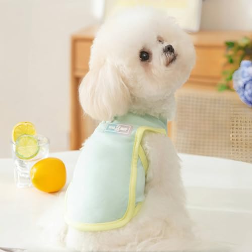 Yaopelky Dog Cooling Vest, Summer Pet T-Shirt, Breathable Quick-Dry Outfit for Dogs and Cats, Blue (Green, Small(3.3-5.5lb))