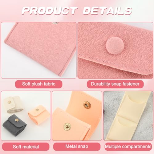 Londehuhai 6Pcs Portable Jewelry Organizer Bag Set, Mini Travel Jewelry Pouch with Buckle, Foldable Jewelr-y Roll Multi-Co...
