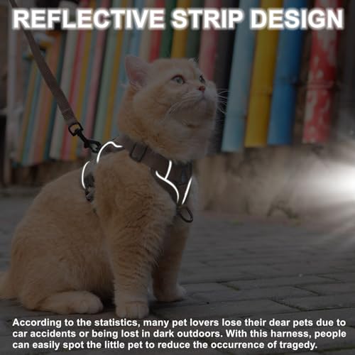 Cat Harness and Leash Set, Upgraded Escape Proof Adjustable Kitten Vest with Lead for Small Cat Outdoor Walking, Soft Brea...