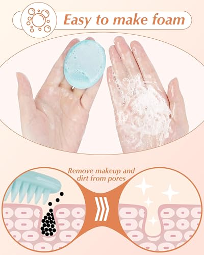 Face Scrubber, 8 PCS Silicone Face Scrubber Exfoliator for Women, Face Cleansing Brush Blackhead Acne Pore Pad for Deep Cl...