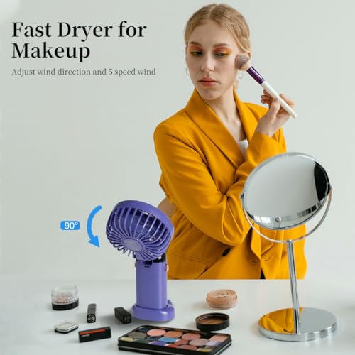 Aucoofany Portable Handheld Fan, 12 hours, Upgrade 3200mAh Portable Fan with LED Display, 90° Foldable, 5 Speed Wind,Hand ...