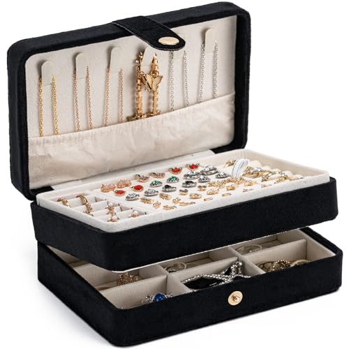 MODENGKONGJIAN Jewelry Organizer Box, 2-Layer Large Jewelry Storage Case, Portable Travel Jewelrys Display Holder for Earr...