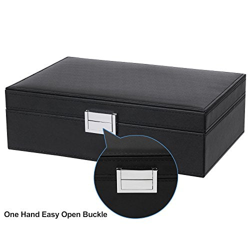 BEWISHOME Mens Jewelry Box, Jewelry Organizer with 4 Watch Case Removable Tray, Jewelry Storage Case for Necklace, Earring...