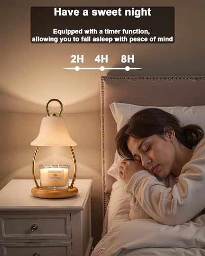 HONGZZI Candle Warmer Lamp with Timer & Dimmer - Electric Candle Light Warmer for Jar Candles, Adjustable Brightness, 2 Re...