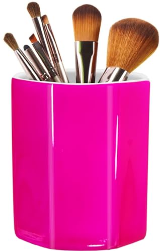 LEAZUL Pen Holder, Makeup Brush Holder Ceramic Shiny Gold Spring Floral Pattern Pencil Cup for Girls Kids Women Durable St...