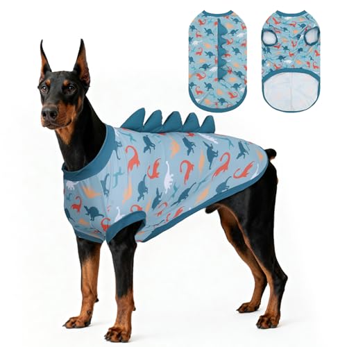 UNIPUP UPF 50+ Sun Protection Dog Shirt - Sleeveless Cooling Vest for Large Dogs Boy, Quick-Dry Pet T-Shirt with Funny Din...