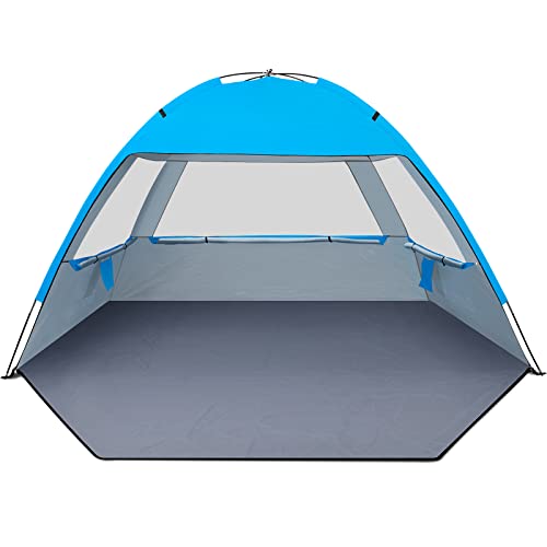 Gorich Beach Tent Sun Shelter for 3/4/6/8/10 Person with UPF 50＋ UV Protection, Lightweight & Easy Setup Beach Shade Canop...