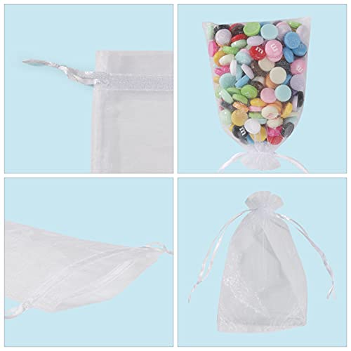 ANZNKU 50 Pack Organza Bags 4 x 6 inch Small Bags, Favor Bag, Sheer Mesh Bag, White Gift Pouches with Drawstring, Organza ...