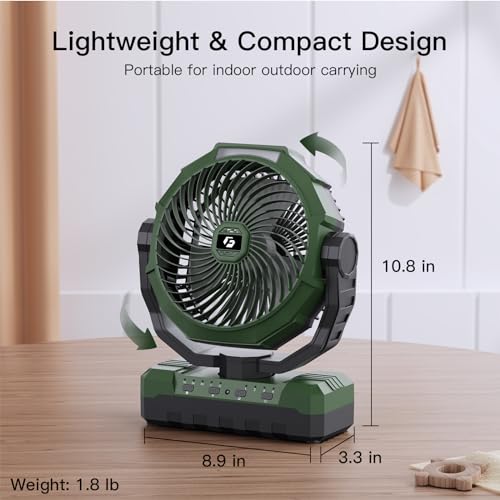 FRIZCOL 3-in-1 Camping Fan - Portable Fans Rechargeable - 24000mAh Battery Powered Fan with Light & Remote for Indoor, Out...