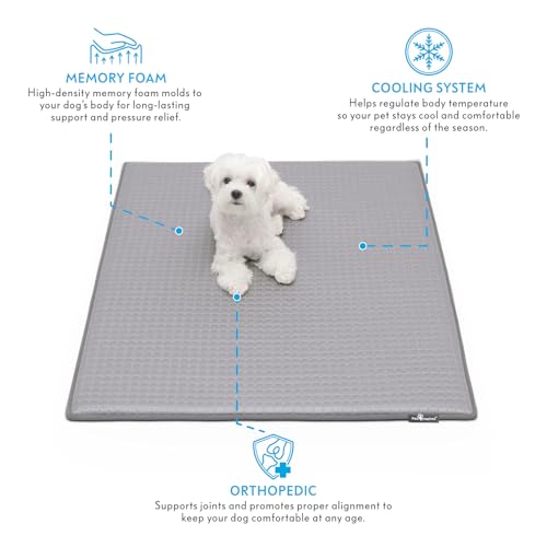 Paw Inspired Cooling Orthopedic Crate Pad for Dogs and Cats, Washable Memory Foam Dog Cooling Mat (41x28 Inch Large Size f...