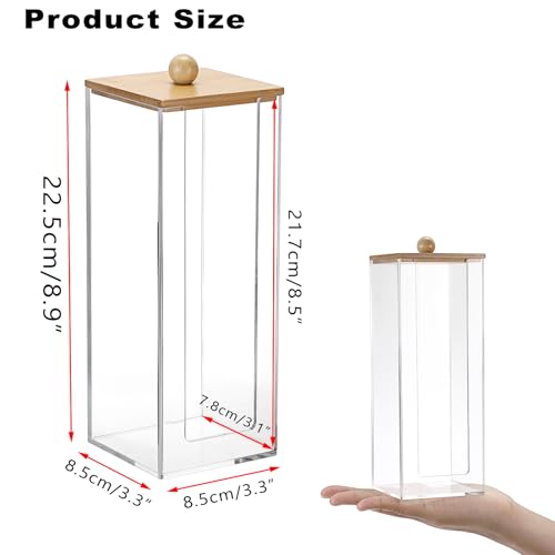 GUSHBIN Acrylic Clean Pad Storage Box Vertical Cotton Pads Holder Square Makeup Pad Dispenser with Lid Clear Bathroom Coun...