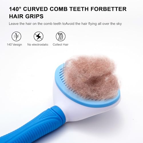 Self Cleaning Slicker Brush for Pet Grooming - Removes Loose Undercoat and Sheds, Suitable for Long and Short Hair Cats an...