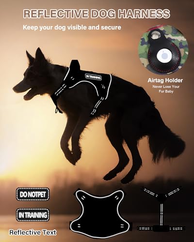 PETNANNY Tactical Dog Harness, No Pull Vest with Reflective Strips, Breathable Air Mesh, Adjustable Comfort Fit for Outdoo...